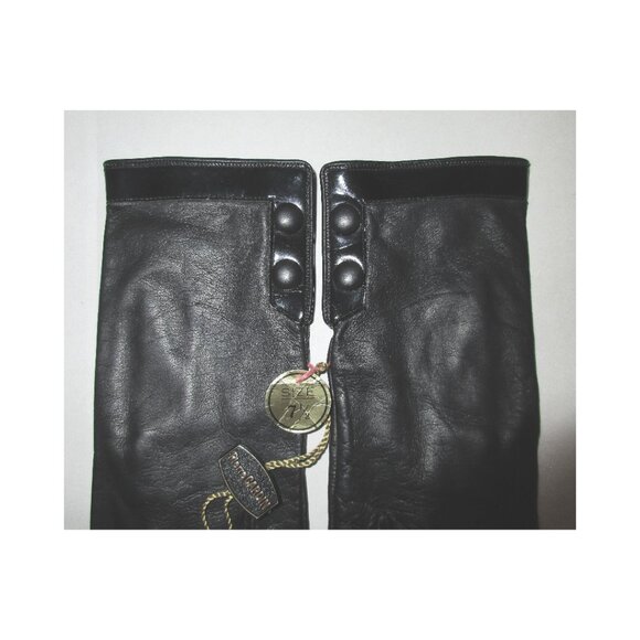 Vintage 70's Creation Pierre Cardin Made by Aris Black Leather Gloves NWT 7 1/2 - Picture 3 of 9